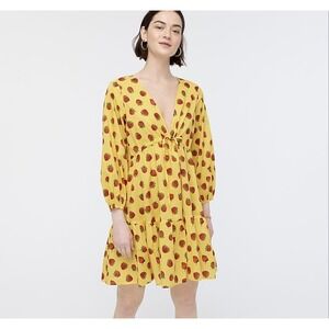 EDIE PARKER X J. CREW Yellow Strawberry Print Tiered Cover Up Dress Size XS